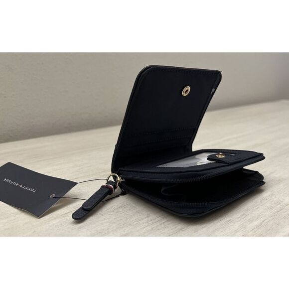 Tommy Hilfiger Small Embossed Navy Blue PU Leather Zip Card Coin Billfold Wallet - Picture 7 of 9
